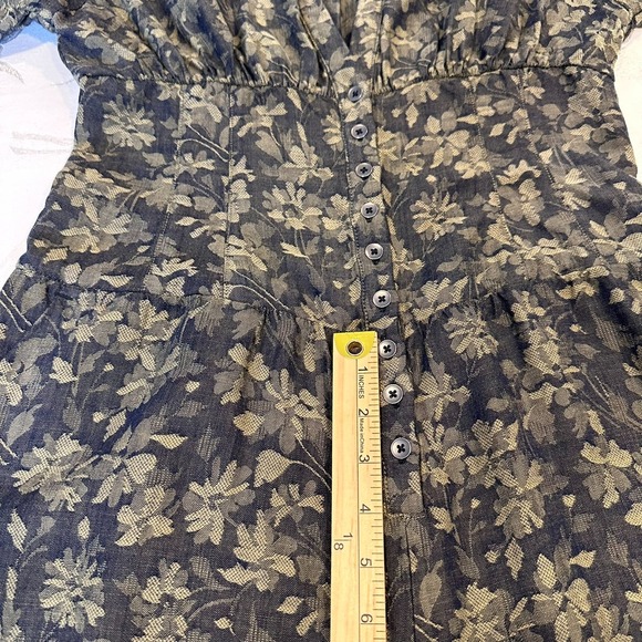 Anthropologie Size-M Women's Jumpsuit Linen Blend Floral Puff Sleeve - Picture 16 of 16